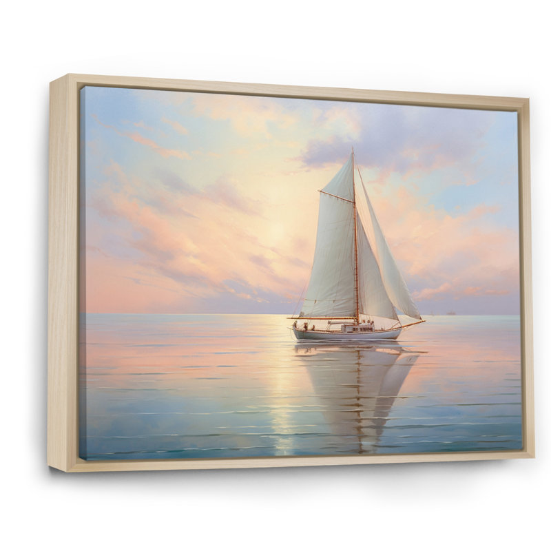 Sailboat Sailing Serenade II - Sailing Boat Wall Art Prints, H 12 po x l 20 po x P 1 po, Cadre naturel flottant