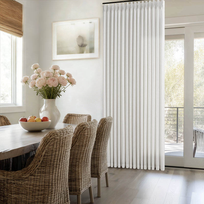 Rideau semi-transparent épais en lin épais, Beige, L 50 po x L 108 po