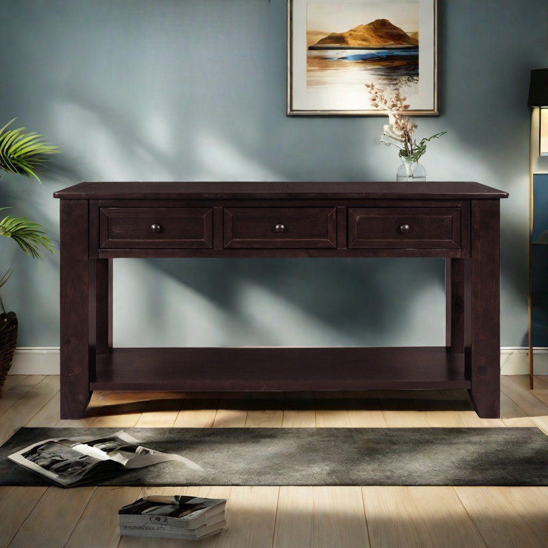 Leonna 55.1'' Console Table, Espresso Wood