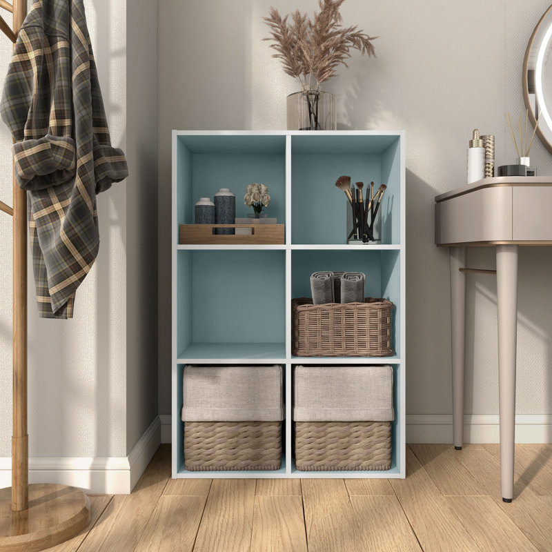 Bibliothèque de rangement Moduline, 6 cubes, Bleu clair