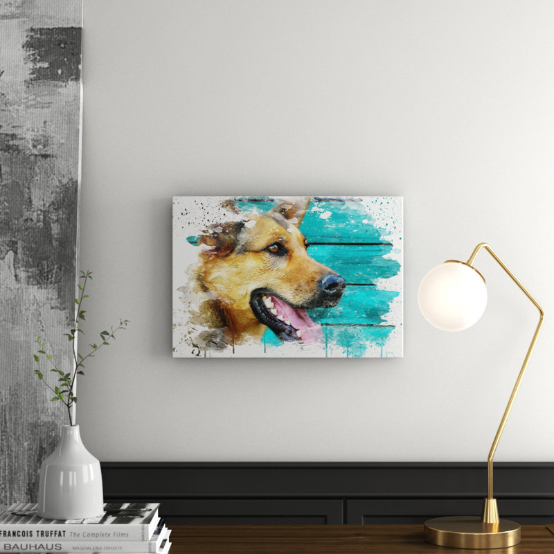 German Shepherd Alsatian Dog - Wall Art, 40cm H x 60cm W, Wrapped Canvas