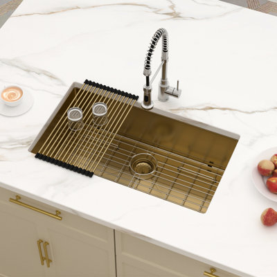 32" L x 19" W Undermount Kitchen Sink 16 Gauge Stainless Steel Single Bowl Sink
