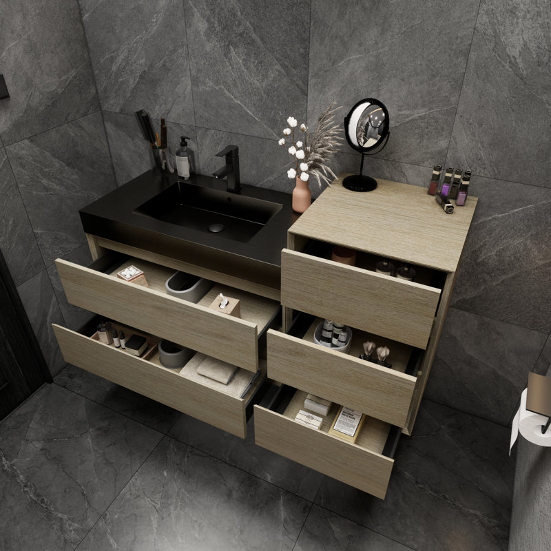 Golitz 43'' Single Bathroom Vanity with Stainless Steel Top, Coffee