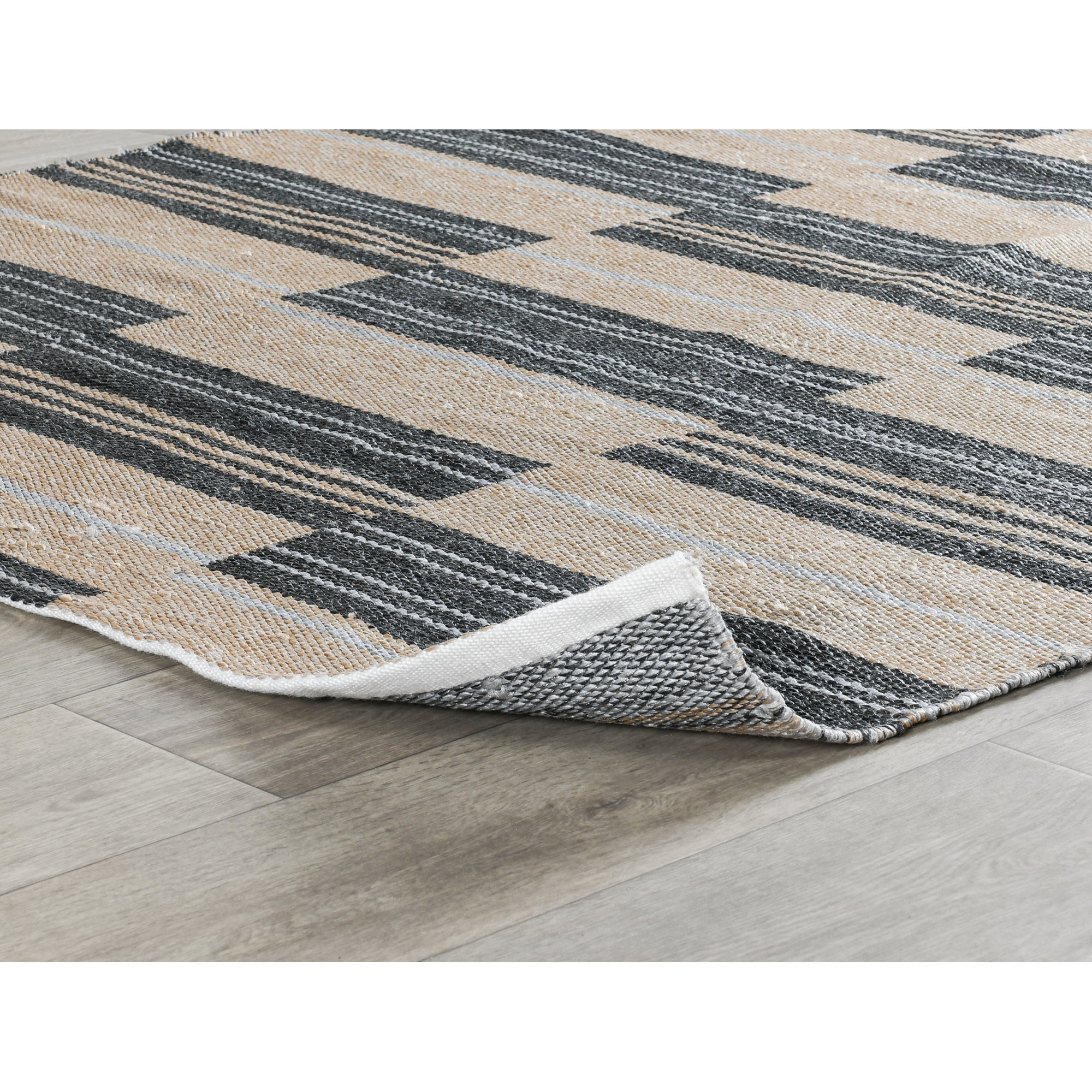 Cindy Indoor Outdoor Handwoven Stripe Charcoal Area Rug, Rectangle 2' x 3'