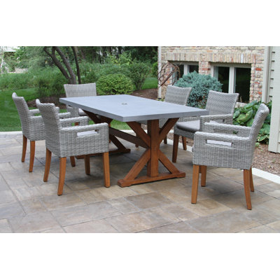Fleur Rectangular 6 - Person 74'' Long Dining Set with Cushions