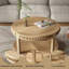 Table basse et canapé de 31,5 pouces en bois massif rond - plateau épaissi à deux niveaux, pieds robustes, table circulaire pour le salon (bois naturel)