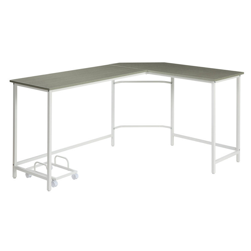 Bureau d'ordinateur en L gris et blanc