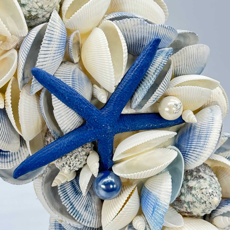 Couronne étoile de mer et coquillage 17 po, Bleu marine