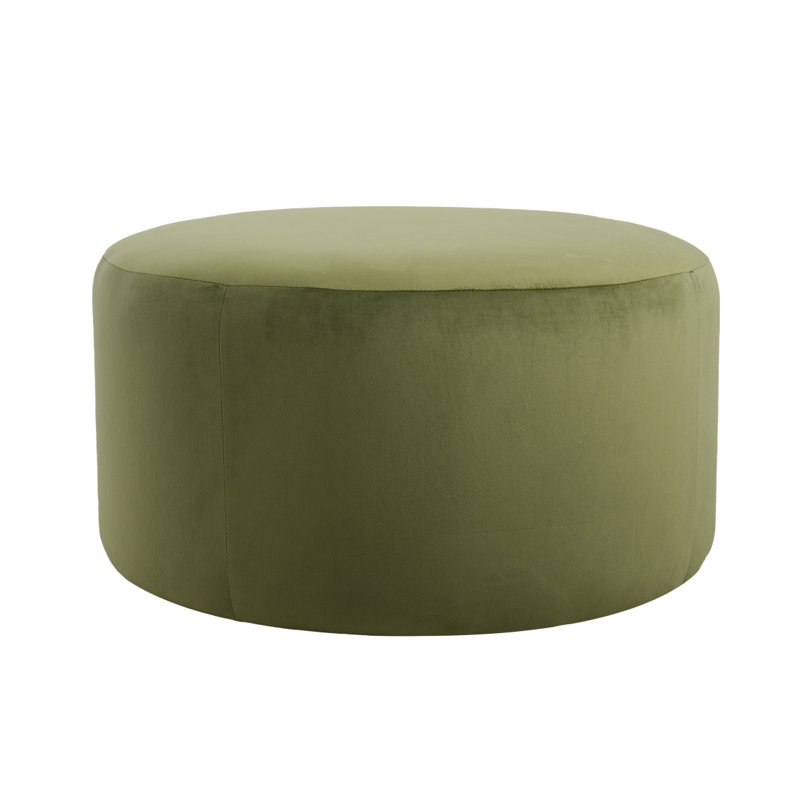 Malpaso Round Ottoman,Olive Green, Olive Green Polyester