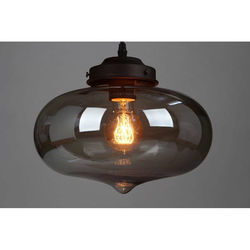 Large Glass Pendant Light – Industrial Vintage Ceiling Hanging Lamp, Grey