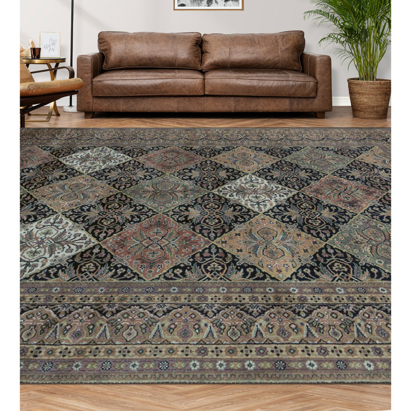 Gramercy Oriental Area Rug in Brown/Black, Rectangle 8'2" x 10'