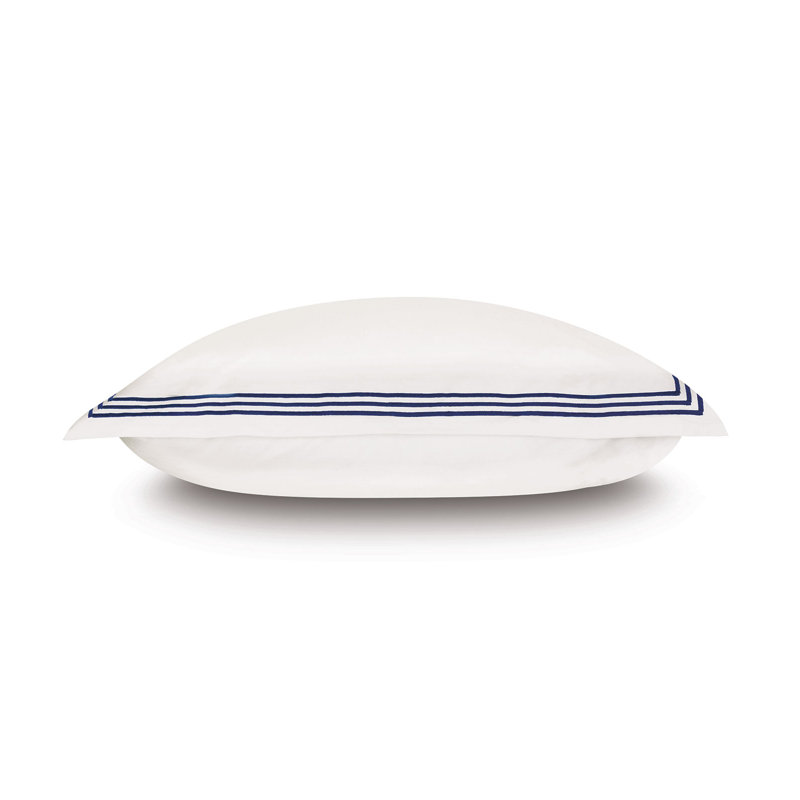 Tessa Cotton Sham Set, Ivory/Navy, Standard, Multi-stripe