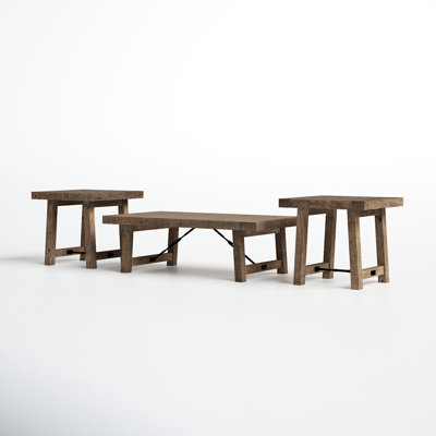 Acker 3 - Piece Solid Wood Living Room Table Set