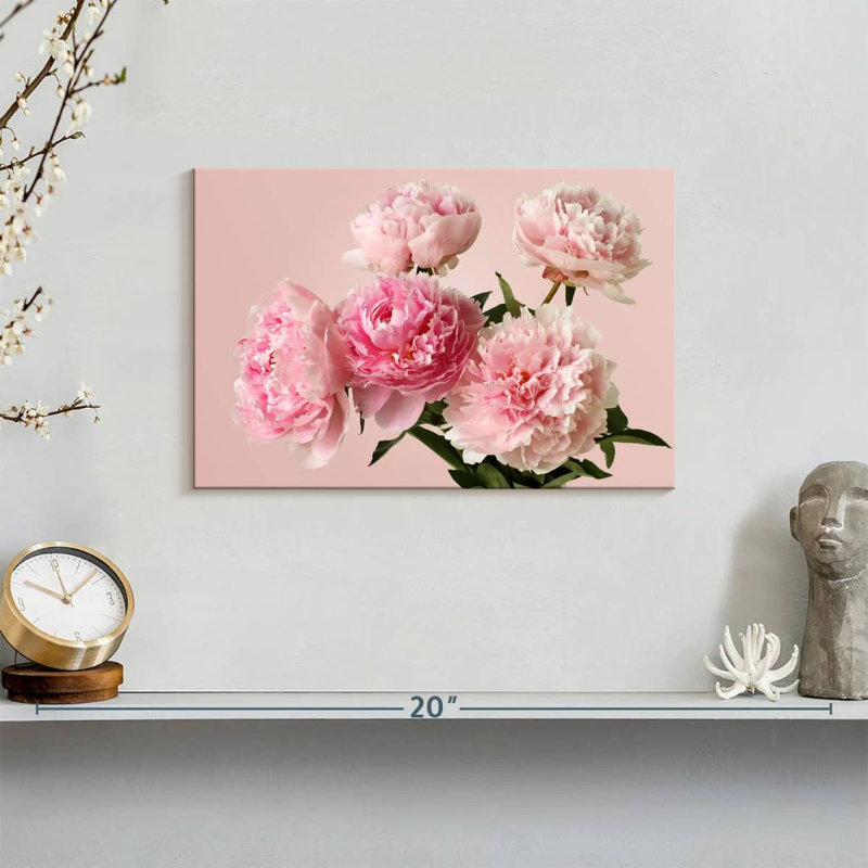 Bouquet de pivoines roses, H 8 po x l 12 po