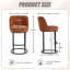 Ensemble de 2 tabourets de bar à hauteur de comptoir, tabourets de bar moderne avec dossier, tabourets de bar rembourrés en lin pour îlot de cuisine-130095767