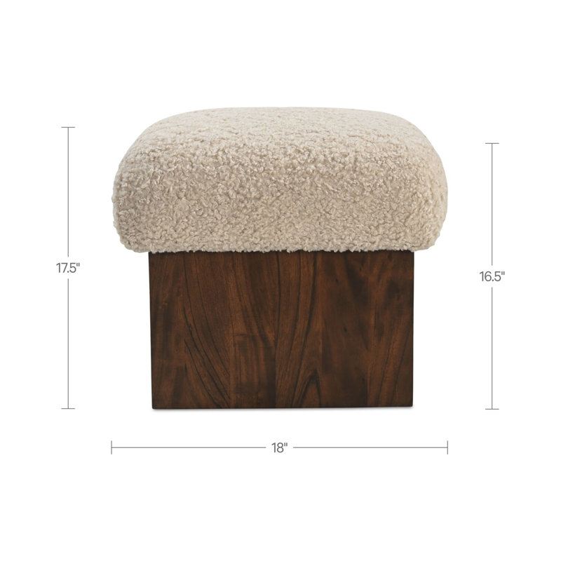 Serge Ottoman Brown Faux Fur, White