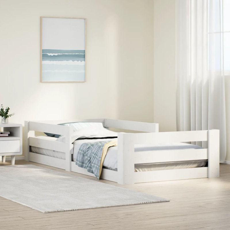 Vidaxl Bed Frame Without Mattress Wax Brown Solid Wood Pine, European Single (90 x 200cm), White
