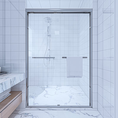 Porte de douche coulissante double demi-cadre l 46 "- H 48" x H 72 "