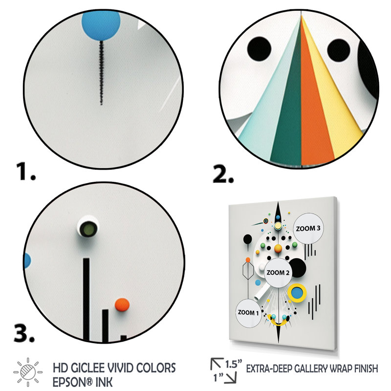 Sceance Beyond The Knowing - impression sur toile géométrique moderne, Cadre flottant doré, H 20 po x l 12 po x P 1 po