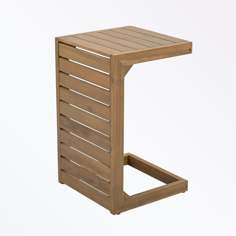 Table de patio en forme de C avec structure en bois, Brun