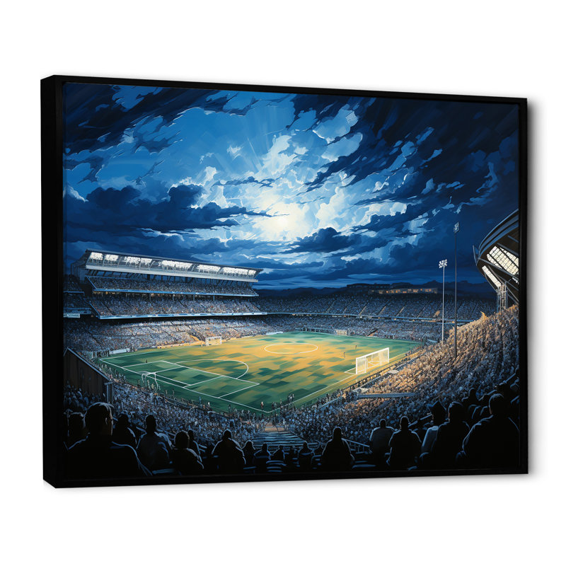 Night Match Stadium Under The Floodlight II sur impression sur toile, H 34 po x l 44 po x P 1,5 po, Cadre flottant noir