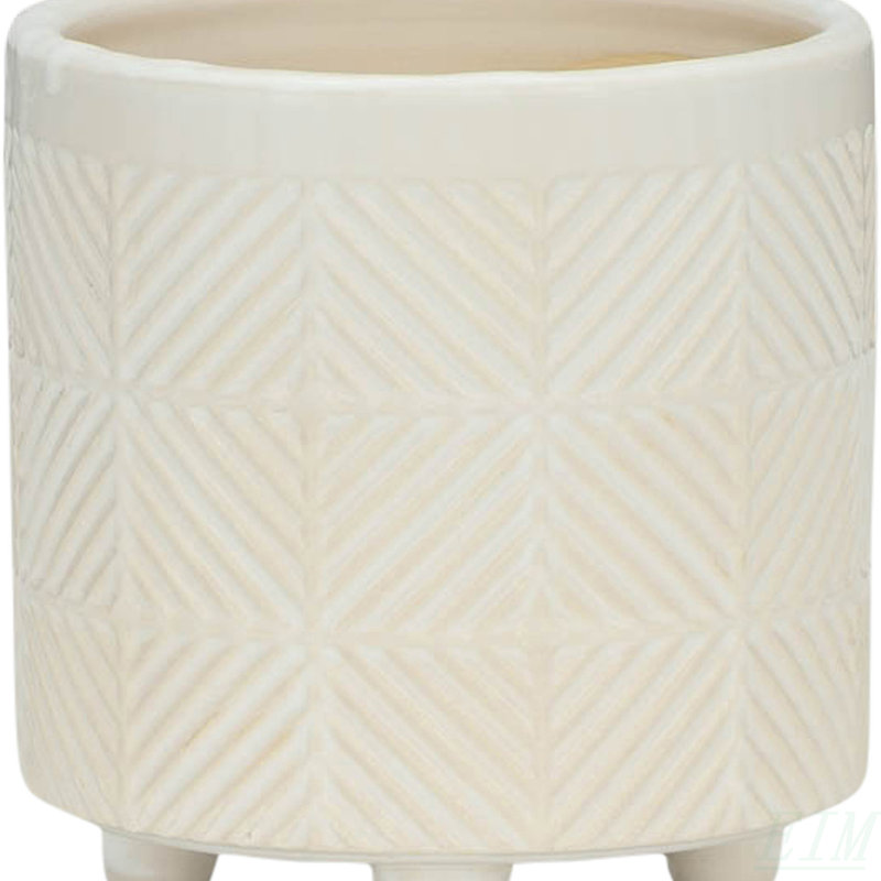 Jardinières texturées S / 2 6/8 po, blanc brillant, White