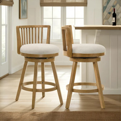 Drumrankin Counter Height Or Bar Height Rubberwood Barstool With Fabric Seat - Set Of 2 by Corrigan Studio