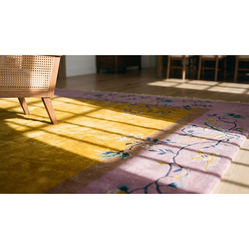 Tapis antique en laine orange, mauve / lavande / mauve