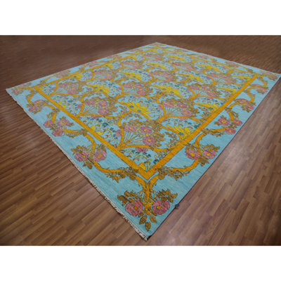 Tapis surdimensionné noué à la main bleu poudre 12 pi 2 po x 14 pi 9 po 12 po 2 po x 14 pi 9 po
