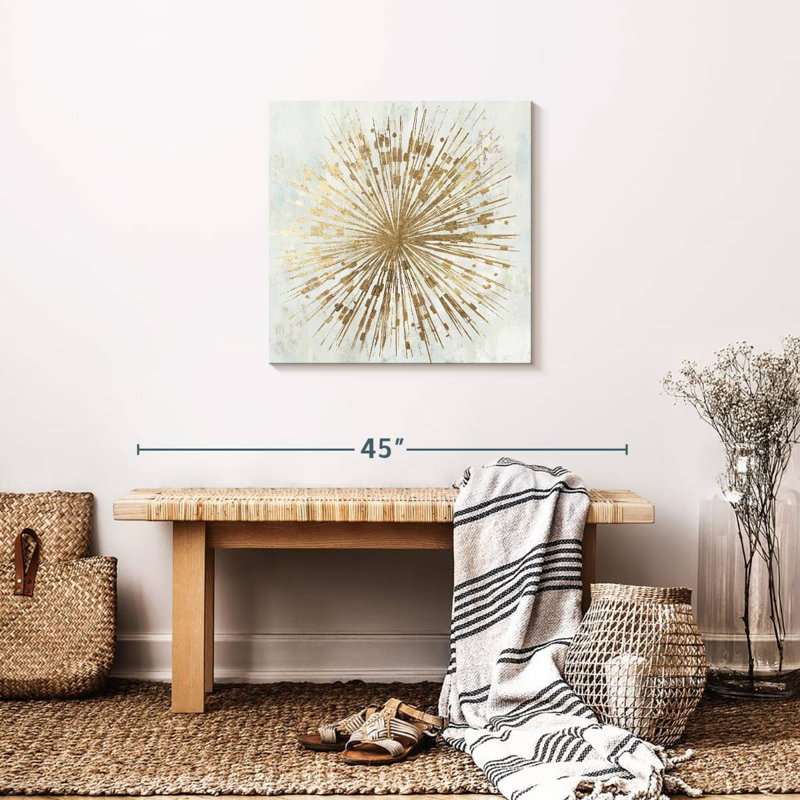 Étoile dorée sur toile, H 24 po x l 24 po