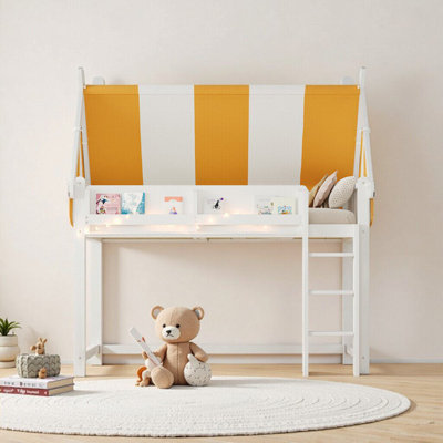 Lit superposé simple en pin blanc avec tiroirs et conception convertible - Une solution peu encombrante pour les familles en pleine croissance