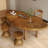 Brown Curved Solid Wood Dining Table-1917722433