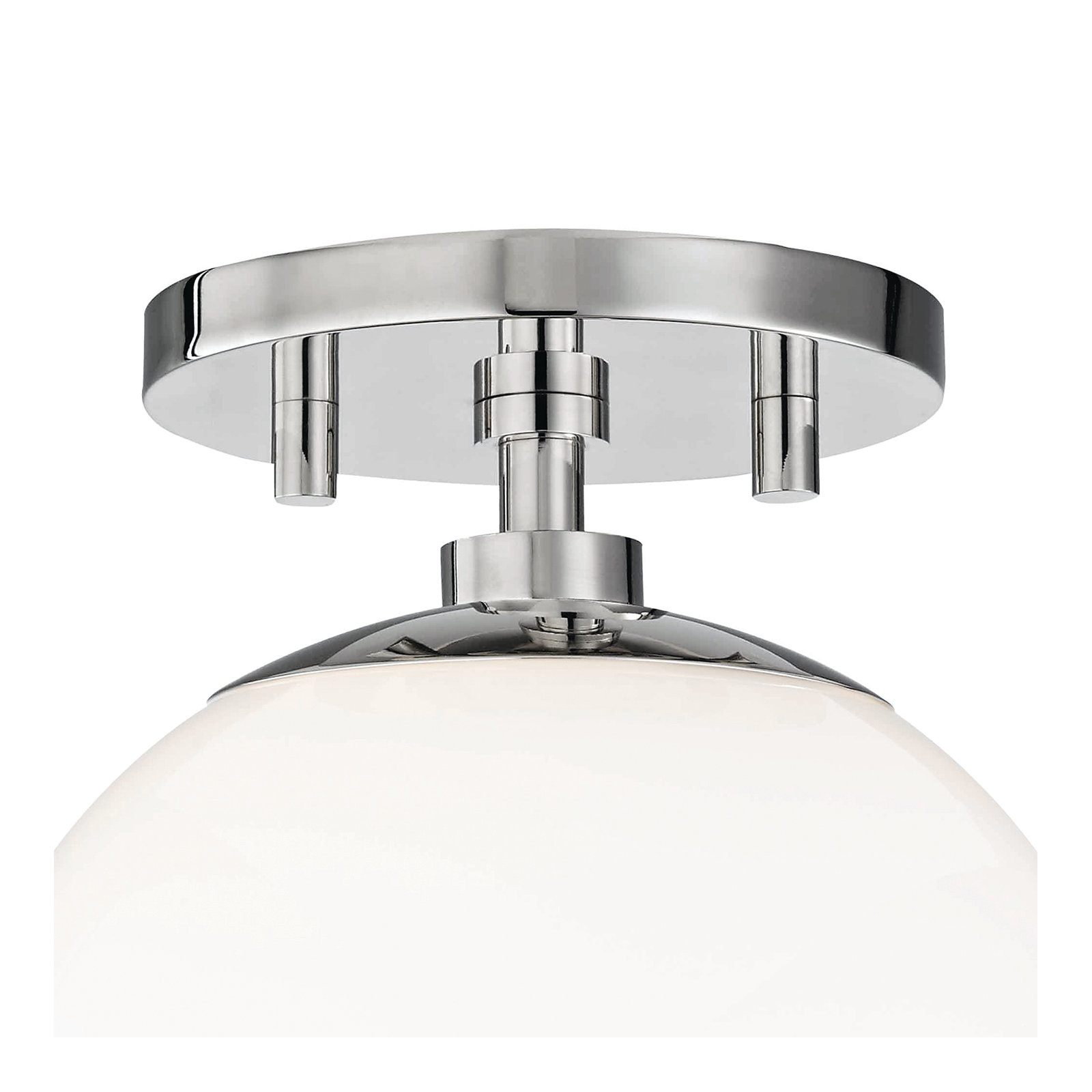 Luna Single Light Glass Semi Flush Mount, Polished Nickel