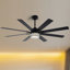 Ventilateur de plafond à profil bas en cristal noir à 8 pales 65 pouces avec DEL intégrées, pales deux tons-787728127