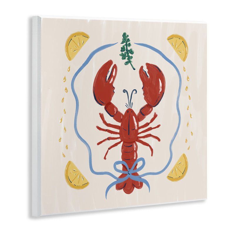 «Lobster & Ribbon Illustration», plaque murale par Krissy Mast