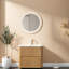 Meuble-lavabo mural moderne avec lavabo, grain de bois naturel, solution de rangement compacte