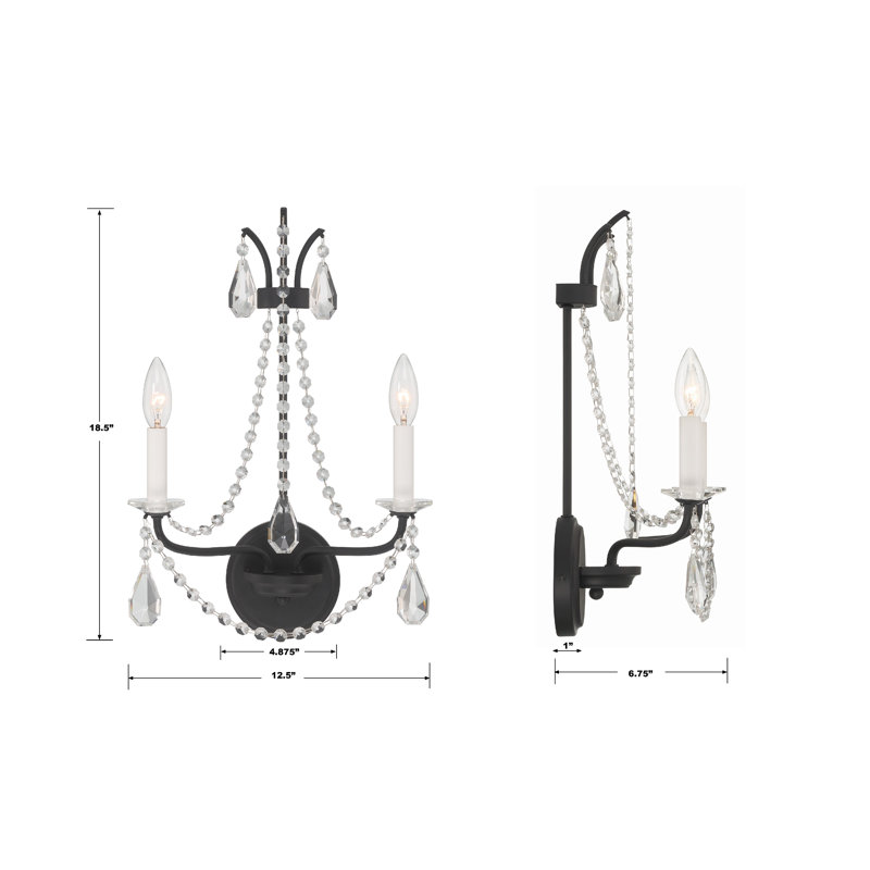 Overbey Candle Wall Light, Matte Black