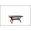 Table de salle à manger en bois massif à finition espresso avec tablettes intégrées, parfaite pour les salles à manger modernes et élégantes.