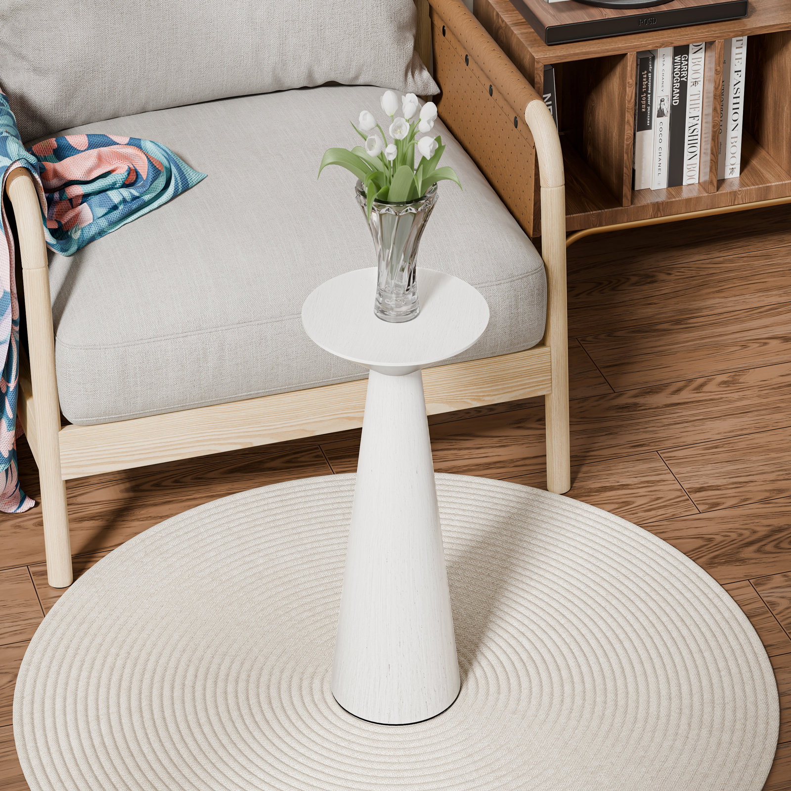 Bozovich Solid Wood End Table, White, 22.83" H x 9.84" W x 9.84" D