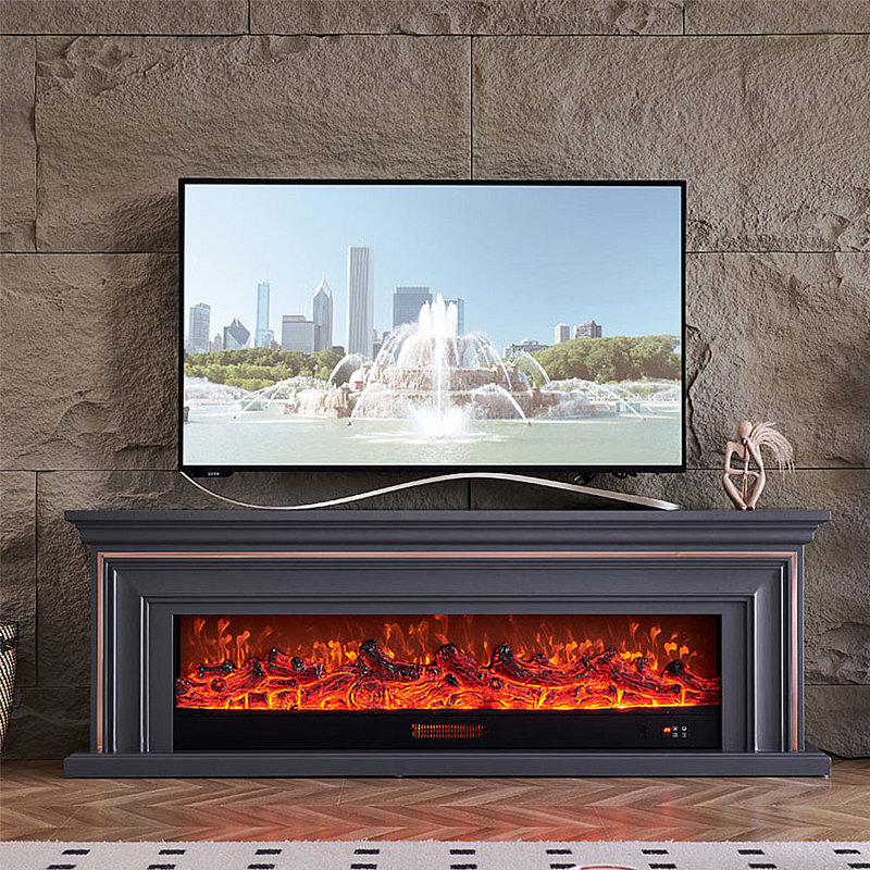 Meuble télé avec foyer électronique de luxe à lumière française