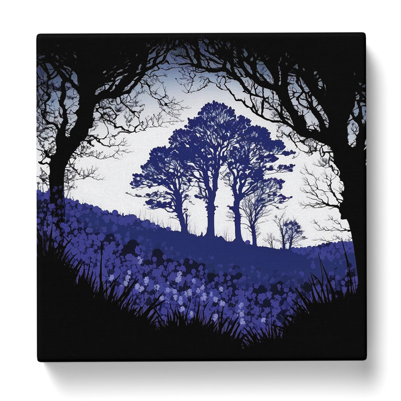 Bluebell Field Silhouette - No Frame Print, 50cm H x 50cm W x 3cm D