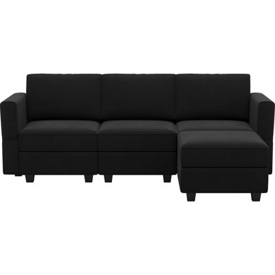 Nakash L-Shaped Sectional Modular Sofa with Storage Ottoman