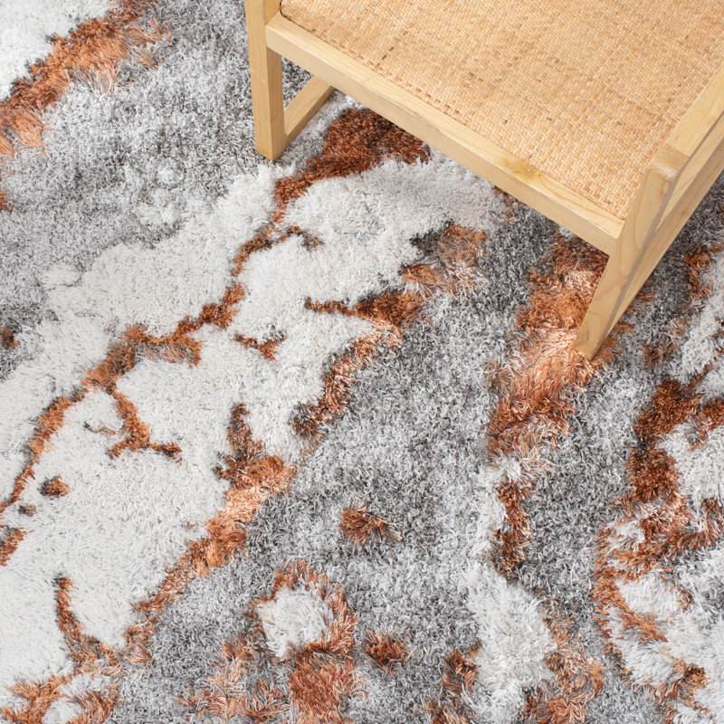 Tapis gris / rouille Wojtowicz, Rond 3 pi