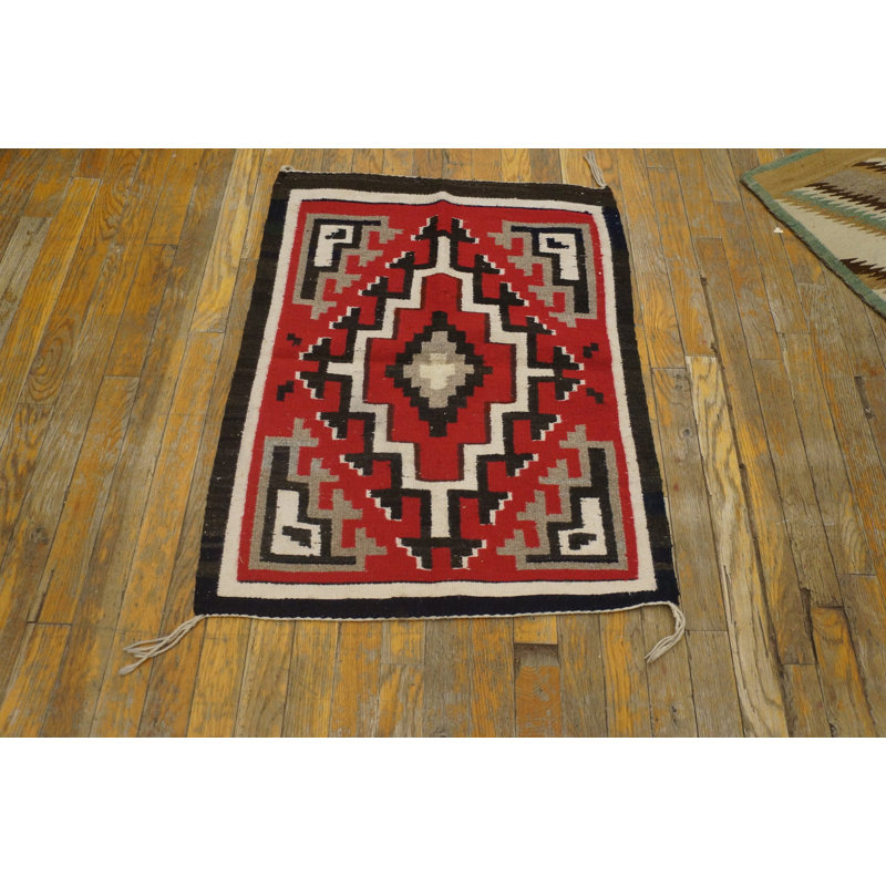 Bold Red Tribal geometric Antique Native American Navajo Flatweave Rug