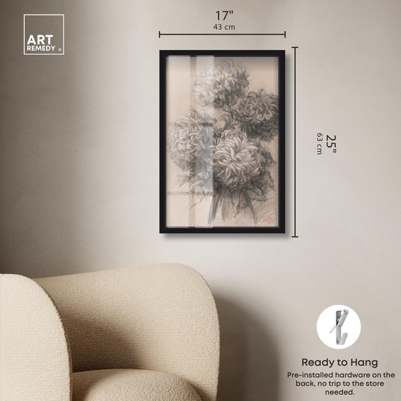«Ghost Flowers Shadowbox Print» par Art Remedy, H 25 po x l 17 po, Noir