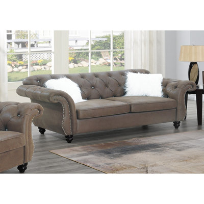 Dark Coffee Breathable Leatherette Formal Luxury Look 1pc Loveseat w Pillows Living Room Furniture 2-Seat Couch