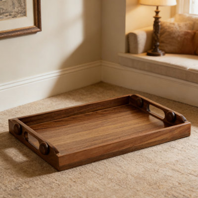 Acacia Wood Serving Tray – 17 X 12 Inch Rectangular Wooden Tray For Breakfast, Decor, Entertaining, And Gift Giving