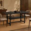 Table de salle à manger moderne en bois d'ingénierie noir avec rangement, 180 x 90 cm.-185409045