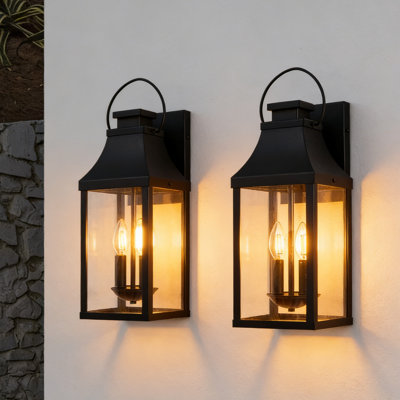 Iron Outdoor Wall Lanterns Vintage Farmhouse Exterior Sconce Lights