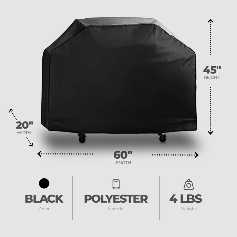Black All-Weather Polyester Small/Medium Gas Grill Cover